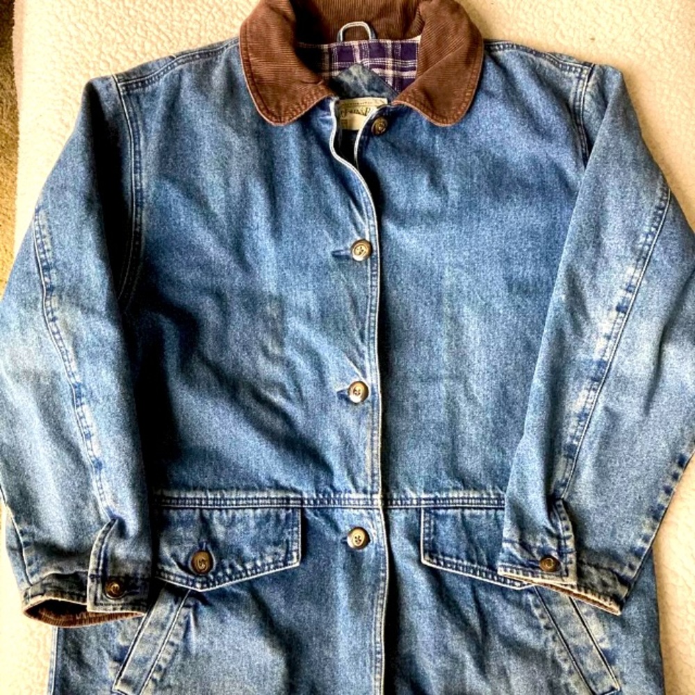 Vtg St Johns Bay Denim Barn Coat Denim, Flannel L